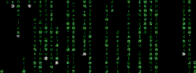 Green letters falling down the screen a la The Matrix