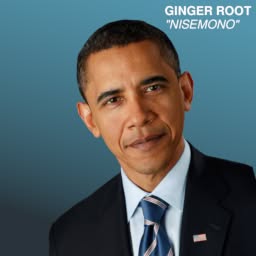 Barack Obama on a teal background
